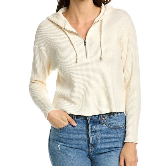 Chaser Tops - Chaser Semi Cropped Zip Front Hoodie